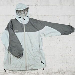 Columbia Tan Two Tone Zip Scarf Neck Hooded Gorpcore Hiking Jacket Size Small